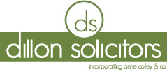 Logo of Dillon Solicitors incorporating Anne Colley & Co., displayed in green and white.