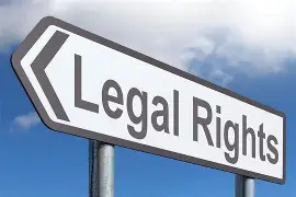 Signpost reading Legal Rights against a cloudy blue sky background.